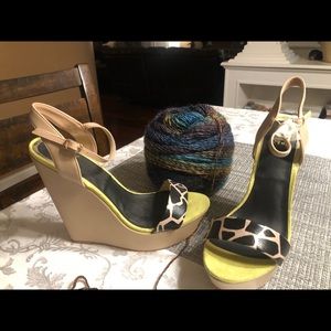 Brand new, animal print wedges